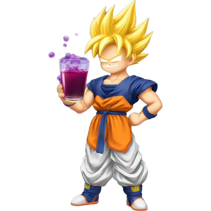 Super saiyan Goku pouring grape juice emoji