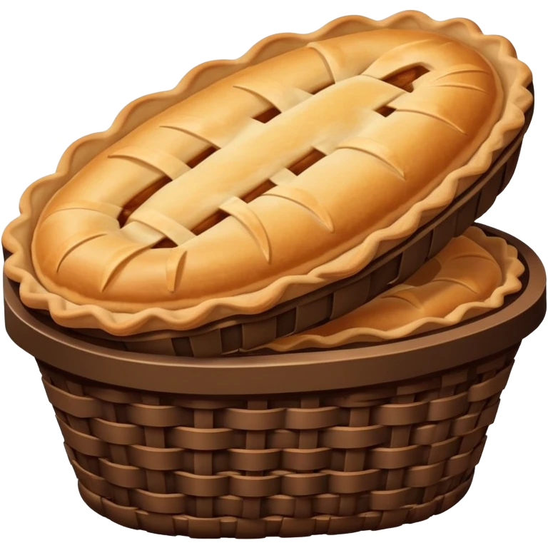 Dark Brown wicker basket with oval pies emoji