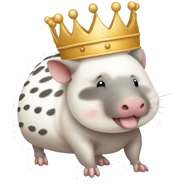  white piebald chubby round armadillo pig panda centipede armadillo wearing a crown emoji