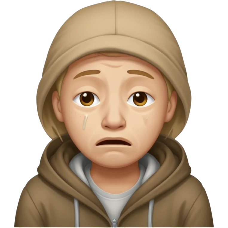 Mendiga chorando muito na rua emoji