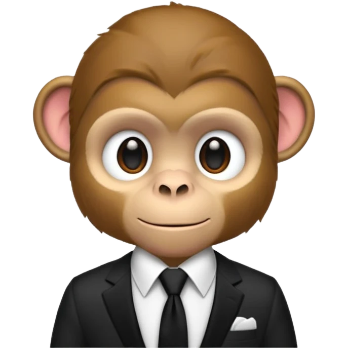 brown monkey with white shirt,black tie emoji