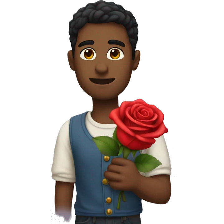 Romantic guy holding a rose emoji