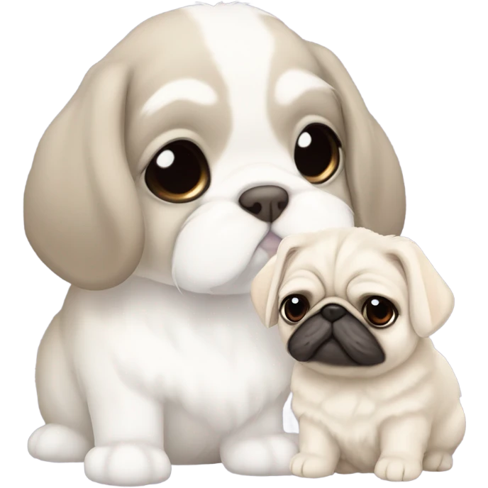 Holland lop bunny with white pug  emoji