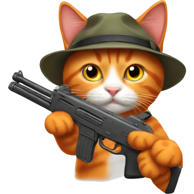 orange cat with a shotgun emoji