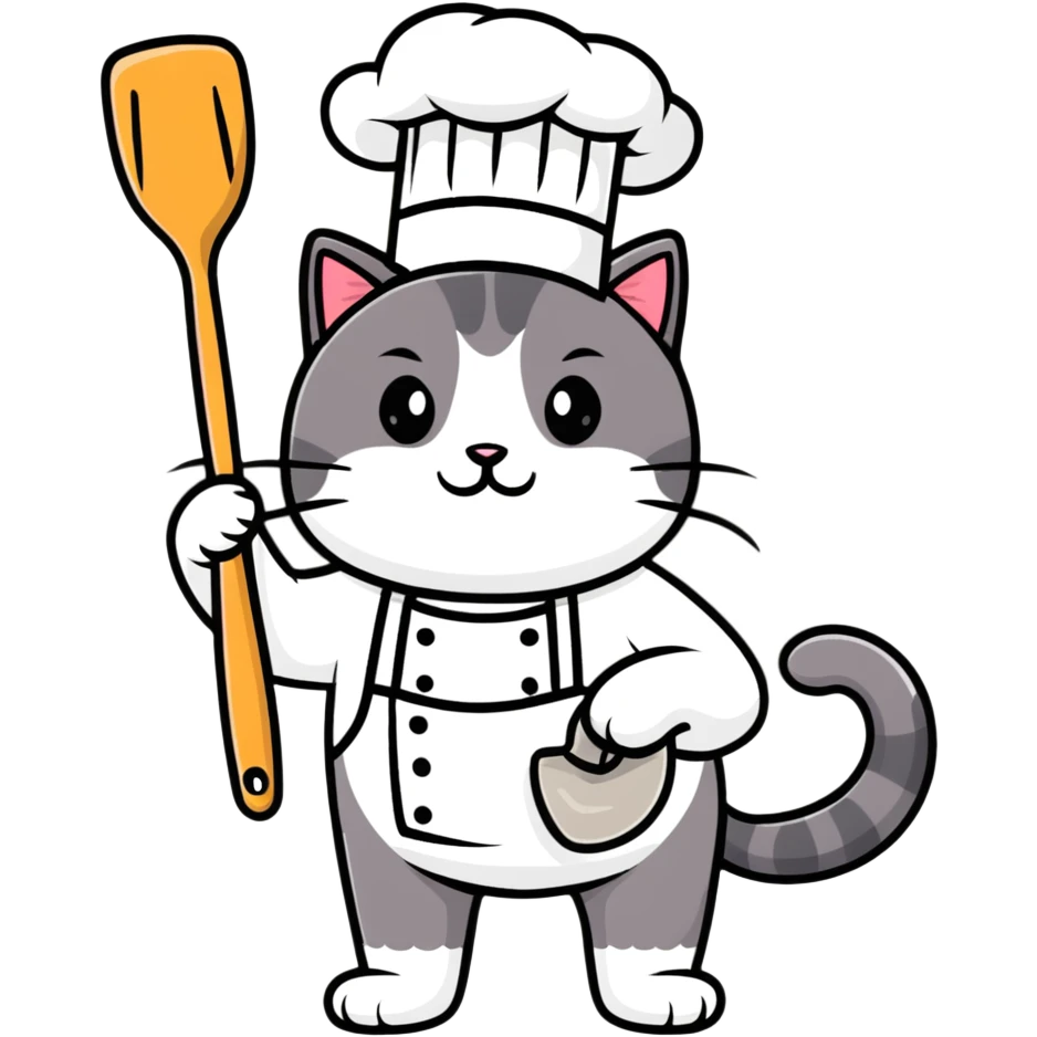 Cat cooking food emoji