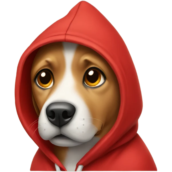Dog wearing a red hoodie emoji