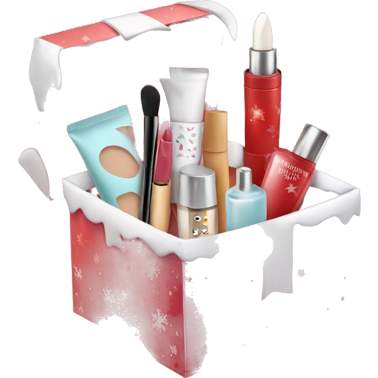 Christmas box with cosmetics emoji