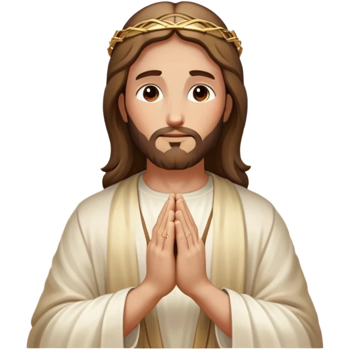 Jesus praying hands with halo above, glowing divine light emoji