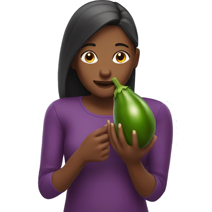 girl holding eggplant emoji