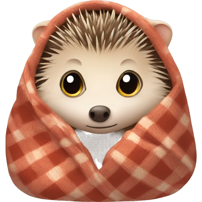 hedgehog with blanket cozy emoji