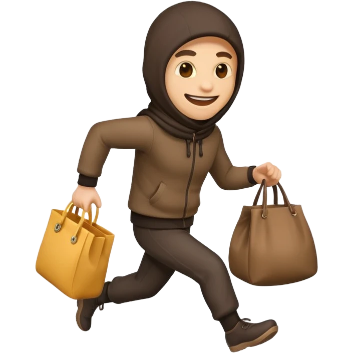 caricature thief running with a bag, emoji style emoji