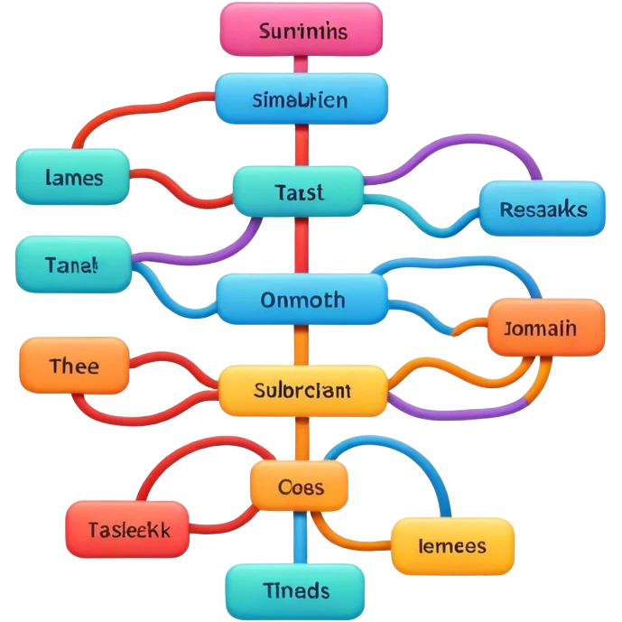 a mind map breaking one task down to three smaller subtasks  emoji