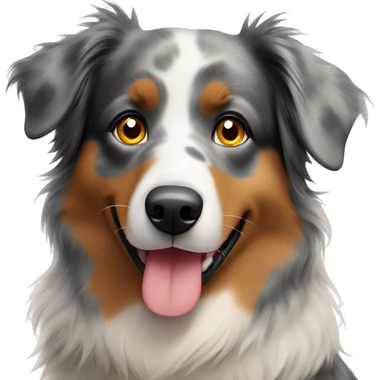 Australian Shepherd wearing a color emoji