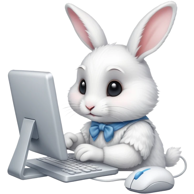 Little white rabbit working on computer emoji