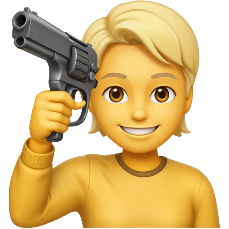 emoji pointing gun to head while smiling  emoji
