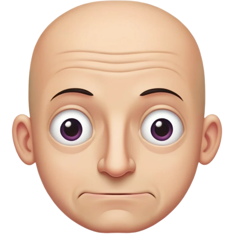 Steven Miller, bald, extremely pronounced grimace, very narrow rectangular head, bottom lip sticking out, eyelids nearly shut and drooping on the outer sides emoji