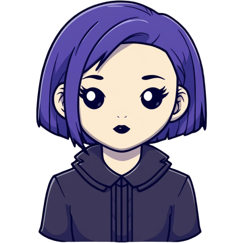 pale skin goth girl with black hair emoji