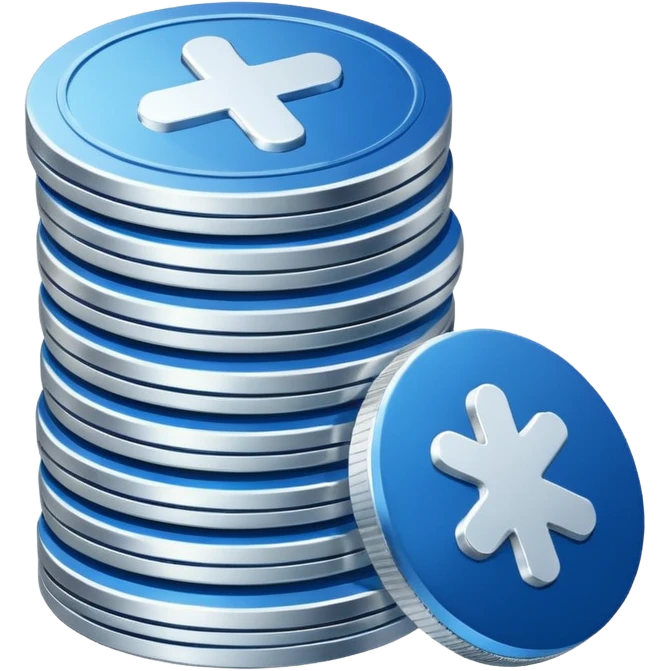 stack of blue and white coins emoji