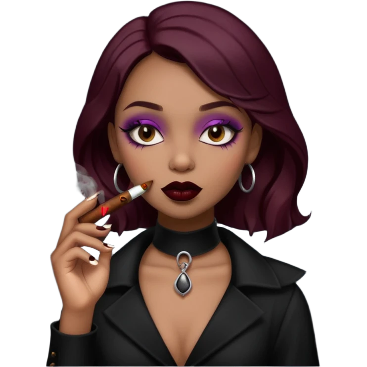gothic brown Girl Smoking cigar  emoji