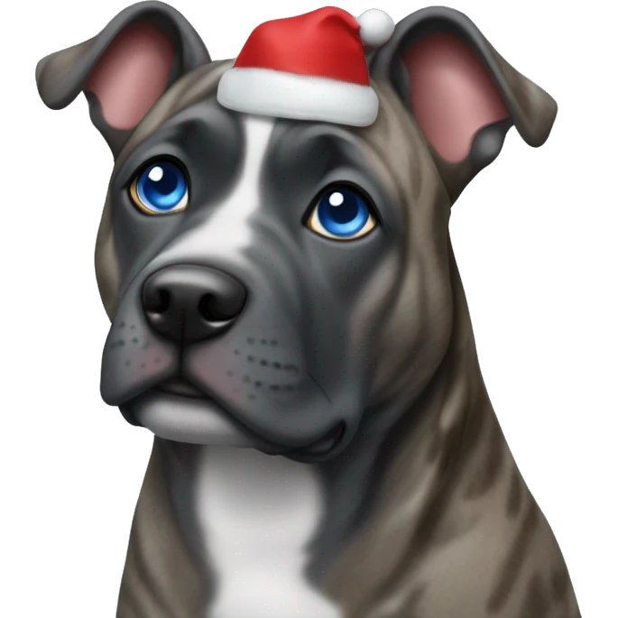 Blue eyesCane corso blue brindle in a Christmas hat emoji