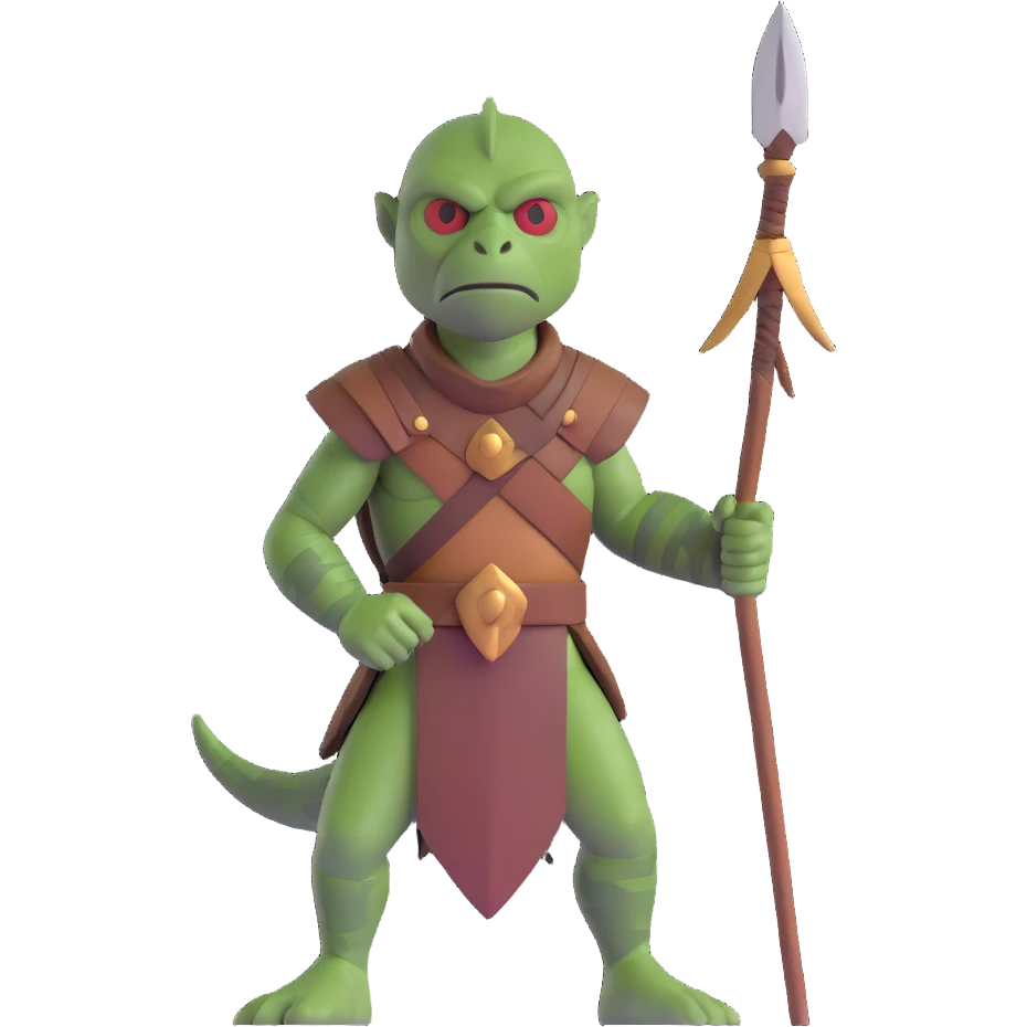 reptilian humanoid troglodyte warrior with spear from Heroes of Might and Magic 3 emoji
