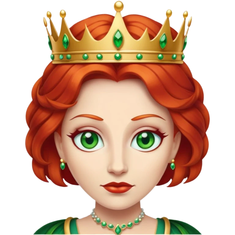 White skin, red hair,green-eyed,  queen emoji
