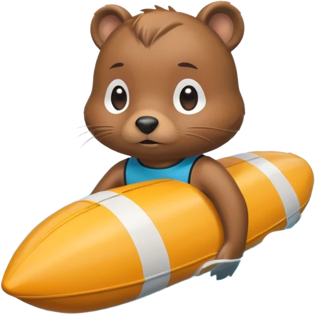 A focused beaver swimmer wearing a racing suit, diving past a floating buoy chibi cute


 emoji
