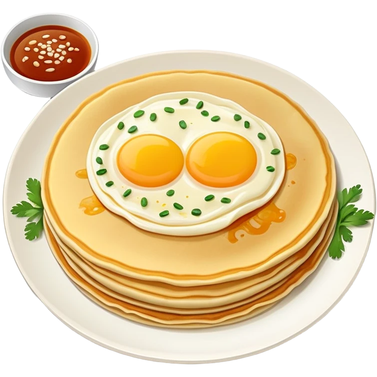 Beijing jianbing Chinese crepe with egg and sauce, simplified emoji style with bold outlines and bright colors, cartoon style folded breakfast pancake emoji