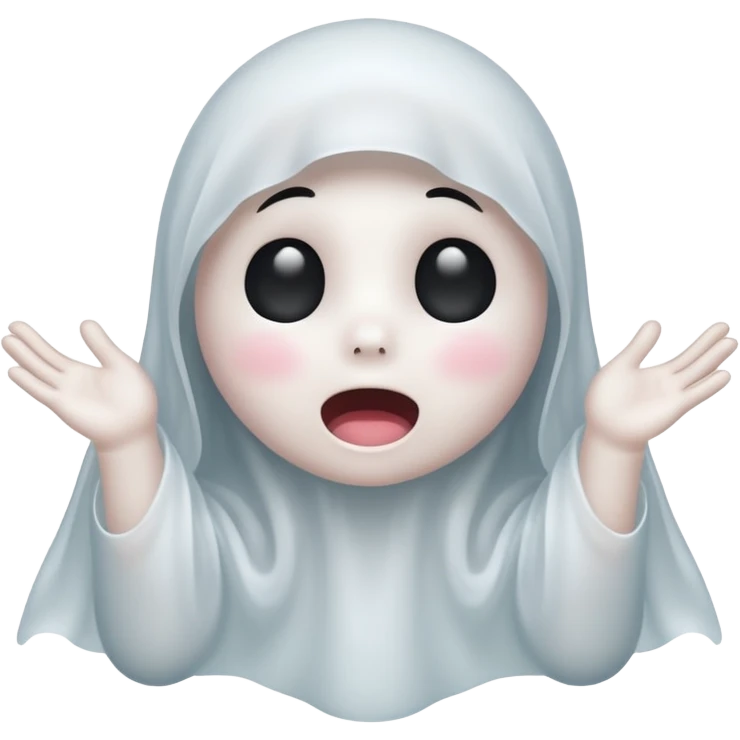 Okay those are wonderful, now make the ghost cover his eyes with cute little hands. Make sure the blush and the cuteness is retained emoji