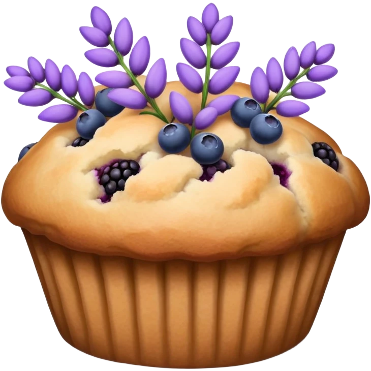 Lavender flower sprig muffin with berries emoji
