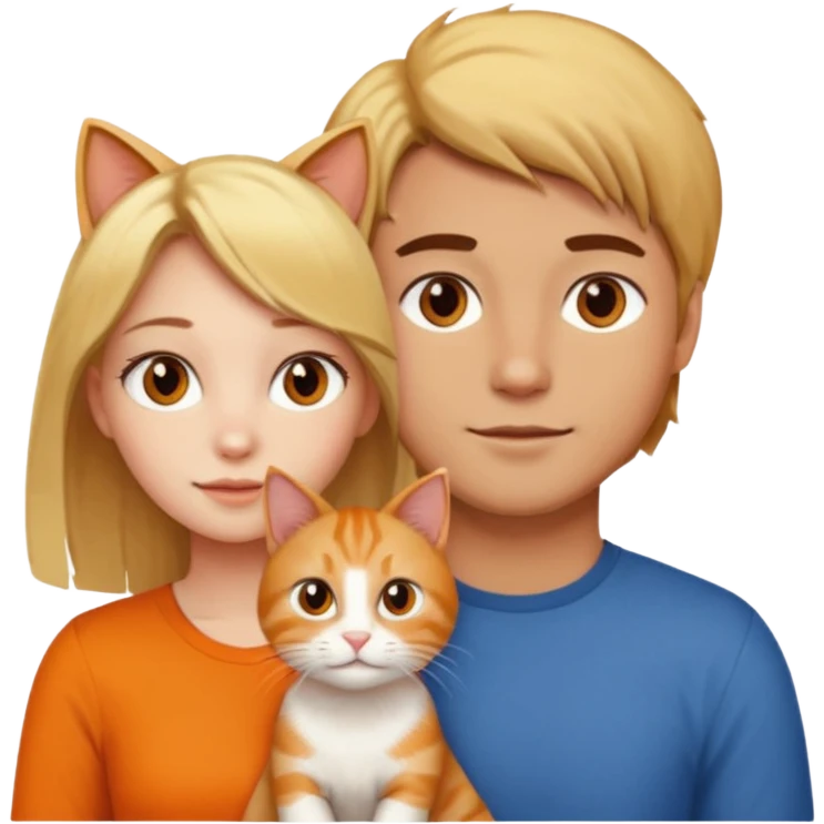 blond-hair-girl-and-brown-hair-man-and-orange-cat emoji