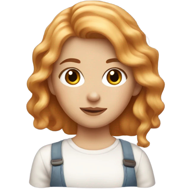 White girl with strawberry blonde hair doing art  emoji