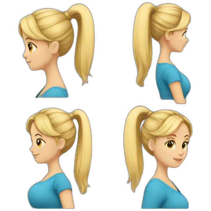 pregnant woman, blonde hair, side ponytail emoji