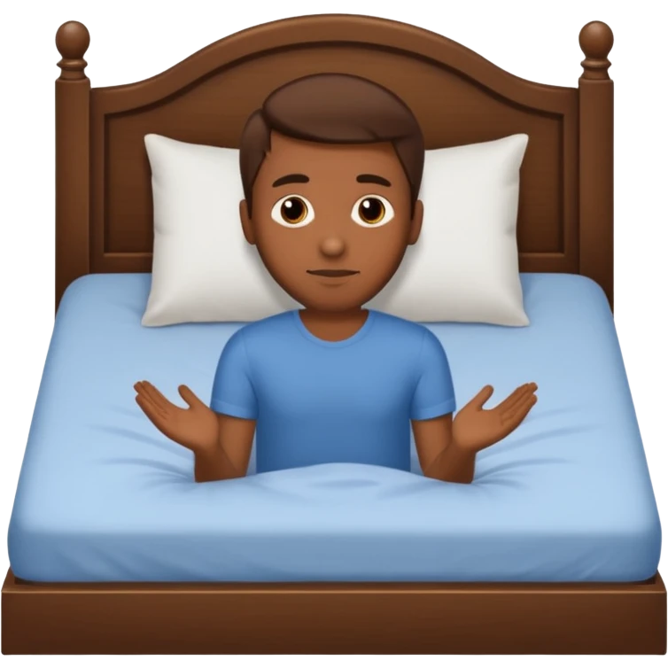 Naked brown haired guy on bed saying come to me emoji