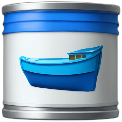 a realistic can with a blue boat emoji