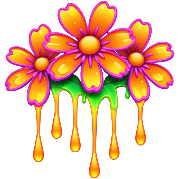  melting neon flowers  emoji
