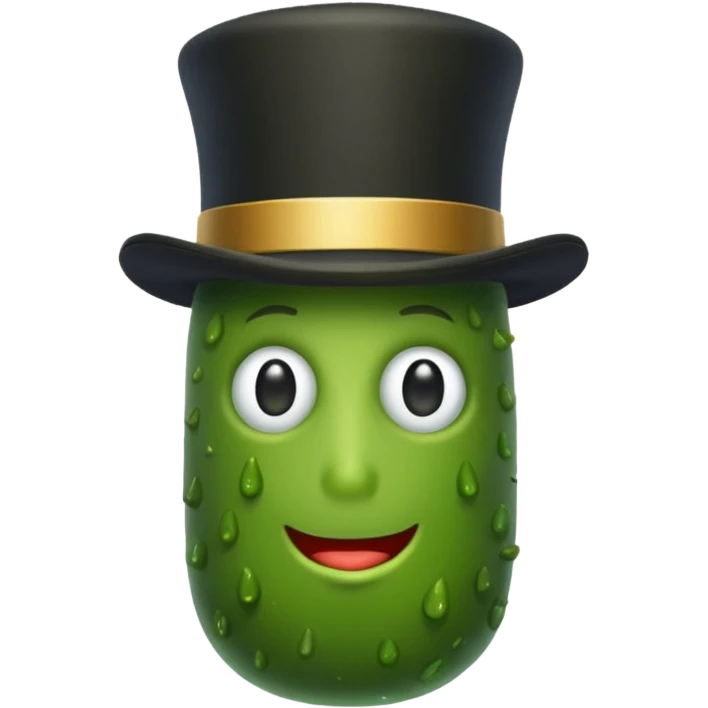 pickle wearing a top hat emoji