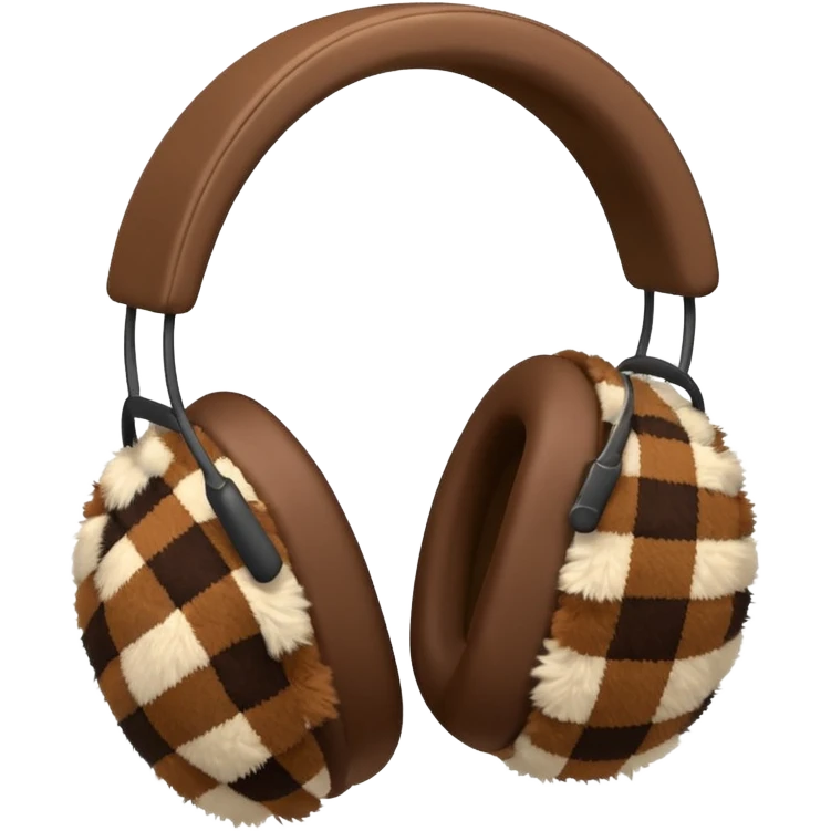 beige and brown plaid fluffy earmuffs emoji