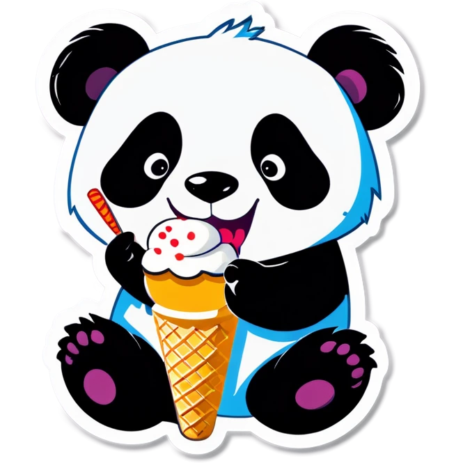 Panda eating ice cream emoji