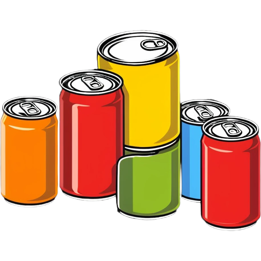 Four assorted canned food cans arranged together, showing different types of canned foods emoji