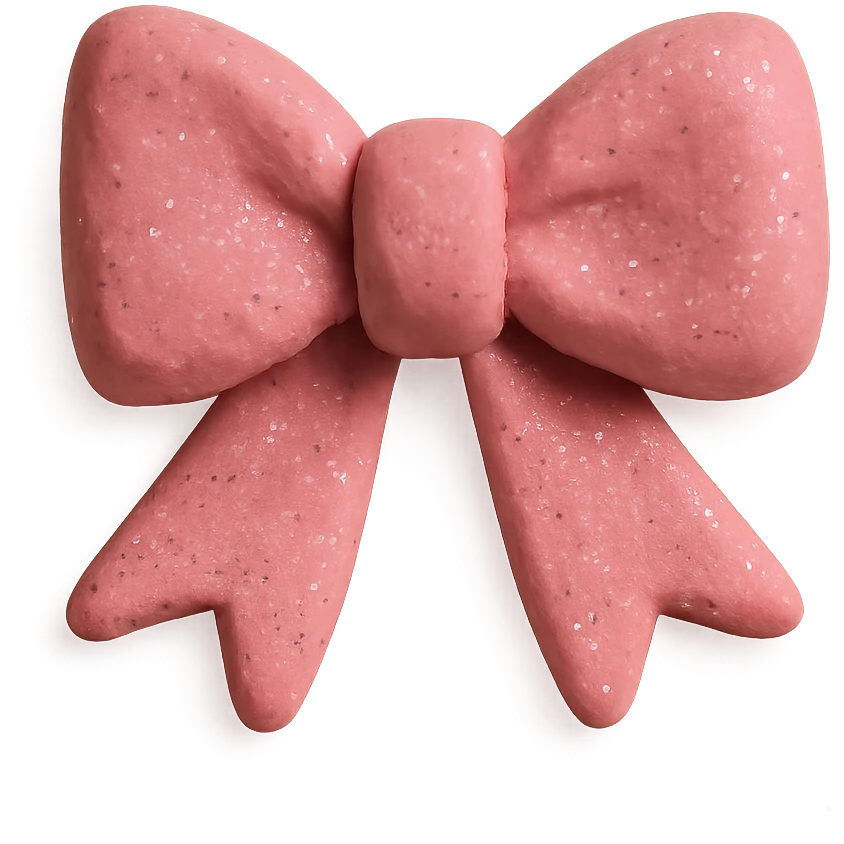 claymation style pink glitter bow emoji