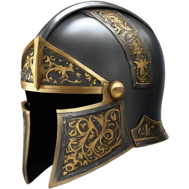 ornate french full-face armet helmet intricate inlays emoji