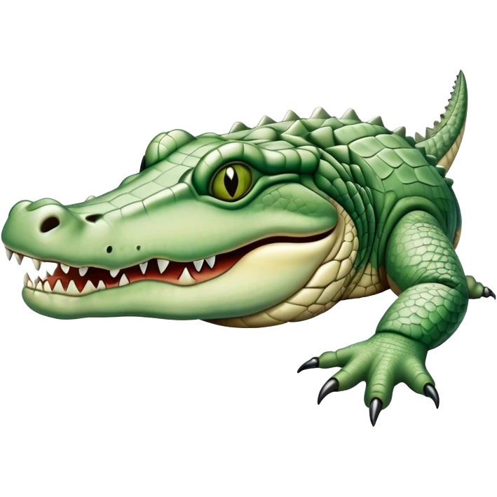 giant fat pale skinned decaying greenish white alligator, vicious emoji