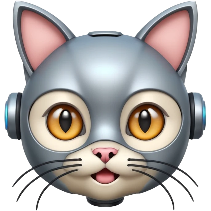 robot looking surprised with cat ears and looks funny emoji