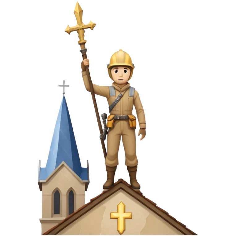 steeplejack man lightning strike on a church spire emoji