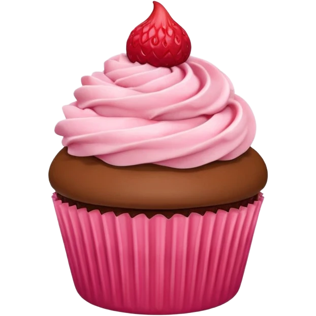 cupcake de morango com chocolate em cima emoji
