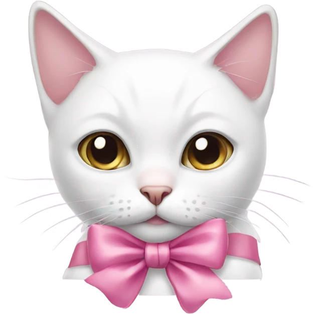 White cat with pink bow emoji