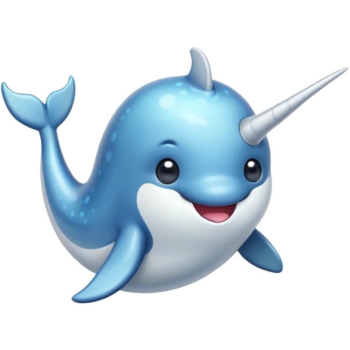 Cinematic Comical Cute Narwhal Portrait Emoji, Head tilted dramatically with an exaggeratedly amused expression, featuring a uniquely curved tusk, a sleek body with wide, comically expressive eyes brimming with playful disbelief, Simplified yet hilariously expressive features, highly detailed, glowing with a slightly sassy oceanic glow, high shine, dramatic yet playful, stylized with an air of cheeky marine mischief, soft glowing outline, capturing the essence of a meme-worthy cute narwhal that looks ready to side-eye its way into viral fame! emoji