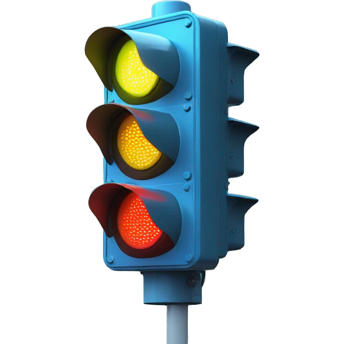 futuristic traffic light blue neon smart sensors emoji