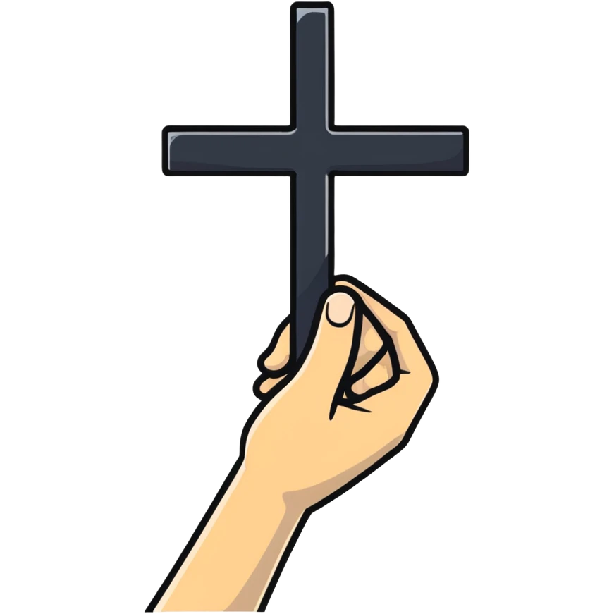 hand holding a cross sign emoji